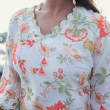 WHITE BLOOM KURTA SET