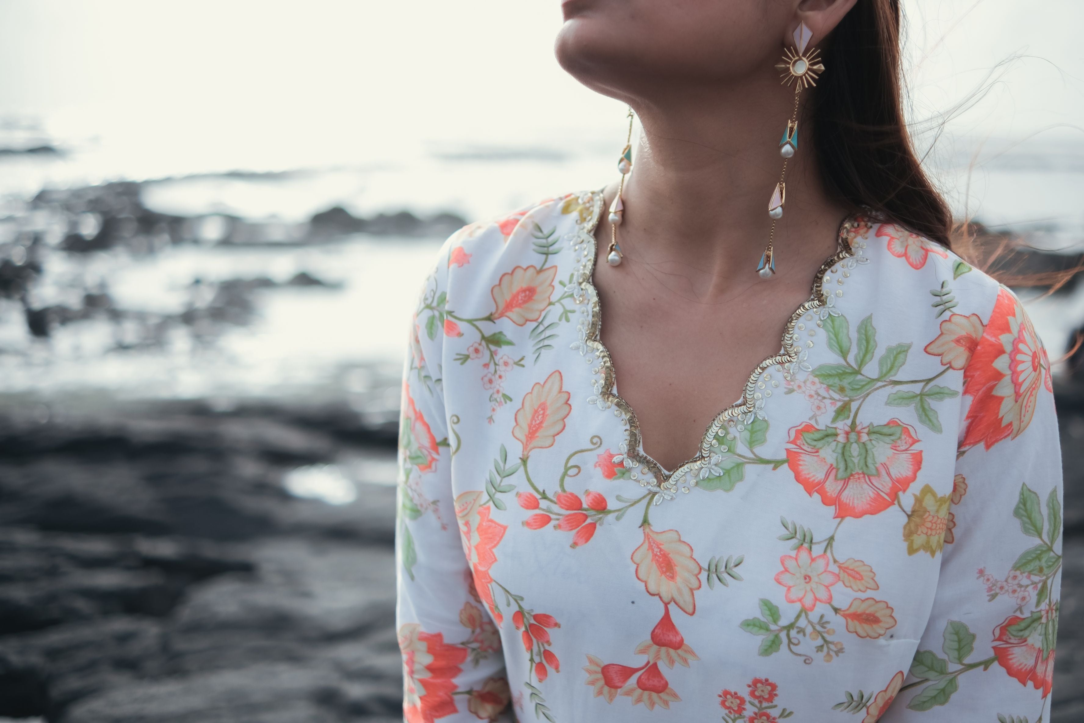 WHITE BLOOM KURTA SET