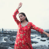 RED ROSE KURTA SET