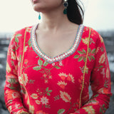 RED ROSE KURTA SET