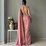 CORAL ZARI SAREE