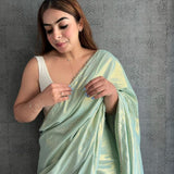 GURLEEN GAMBHIR IN OUR.  MINT GREEEN SAREE