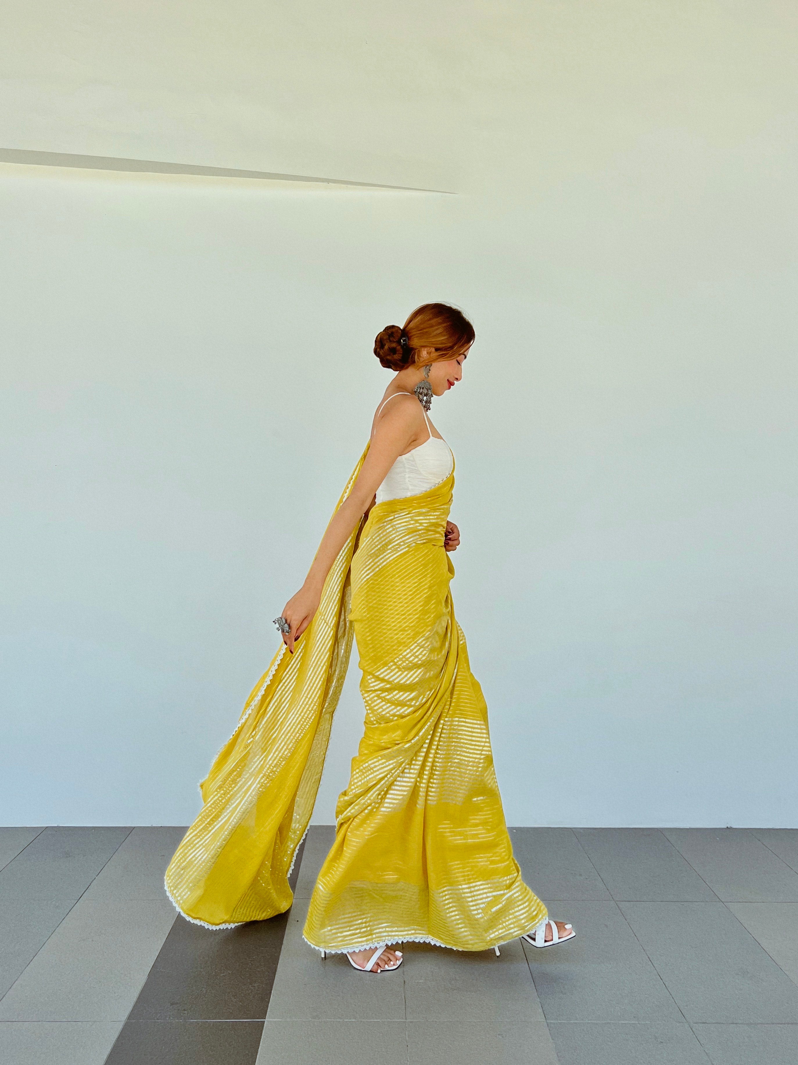 ISHA BORAH IN OUR          YELLOW SHINE SAREE