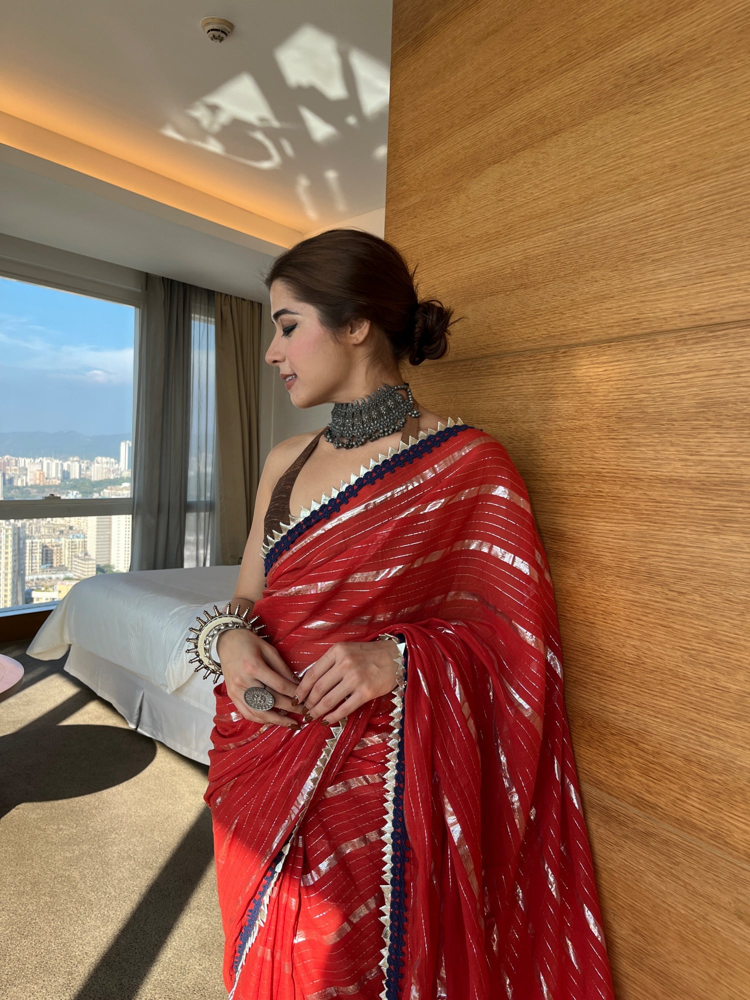 SHUKHMANI GAMBHIR IN OUR RED TOHFA SAREE