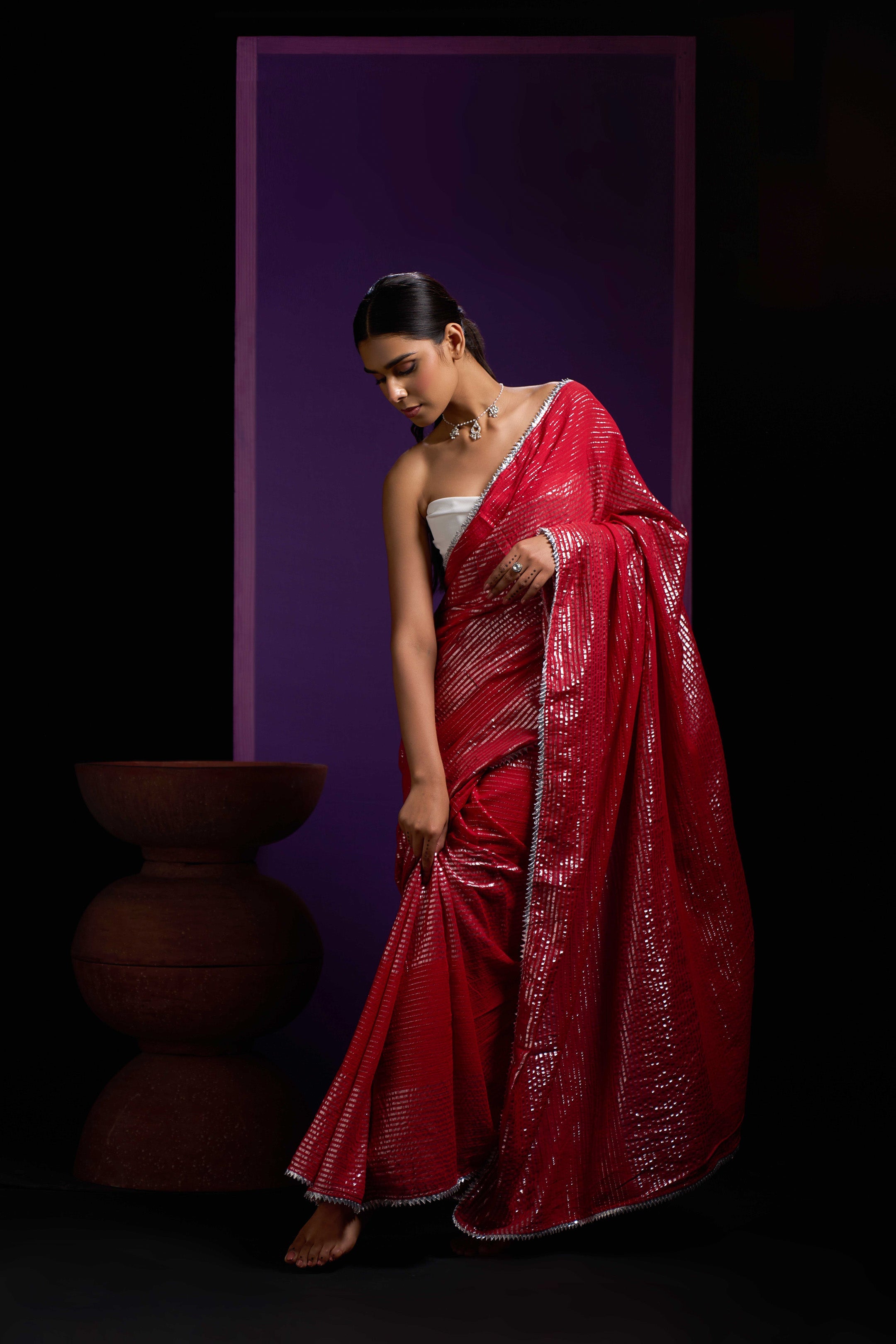 RED SHINE SAREE