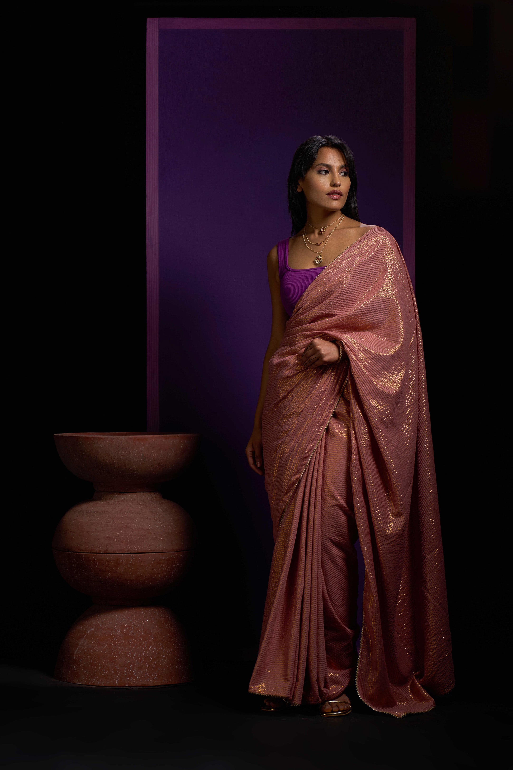 CORAL ZARI SAREE