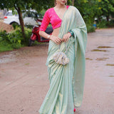 GURLEEN GAMBHIR IN OUR.  MINT GREEEN SAREE