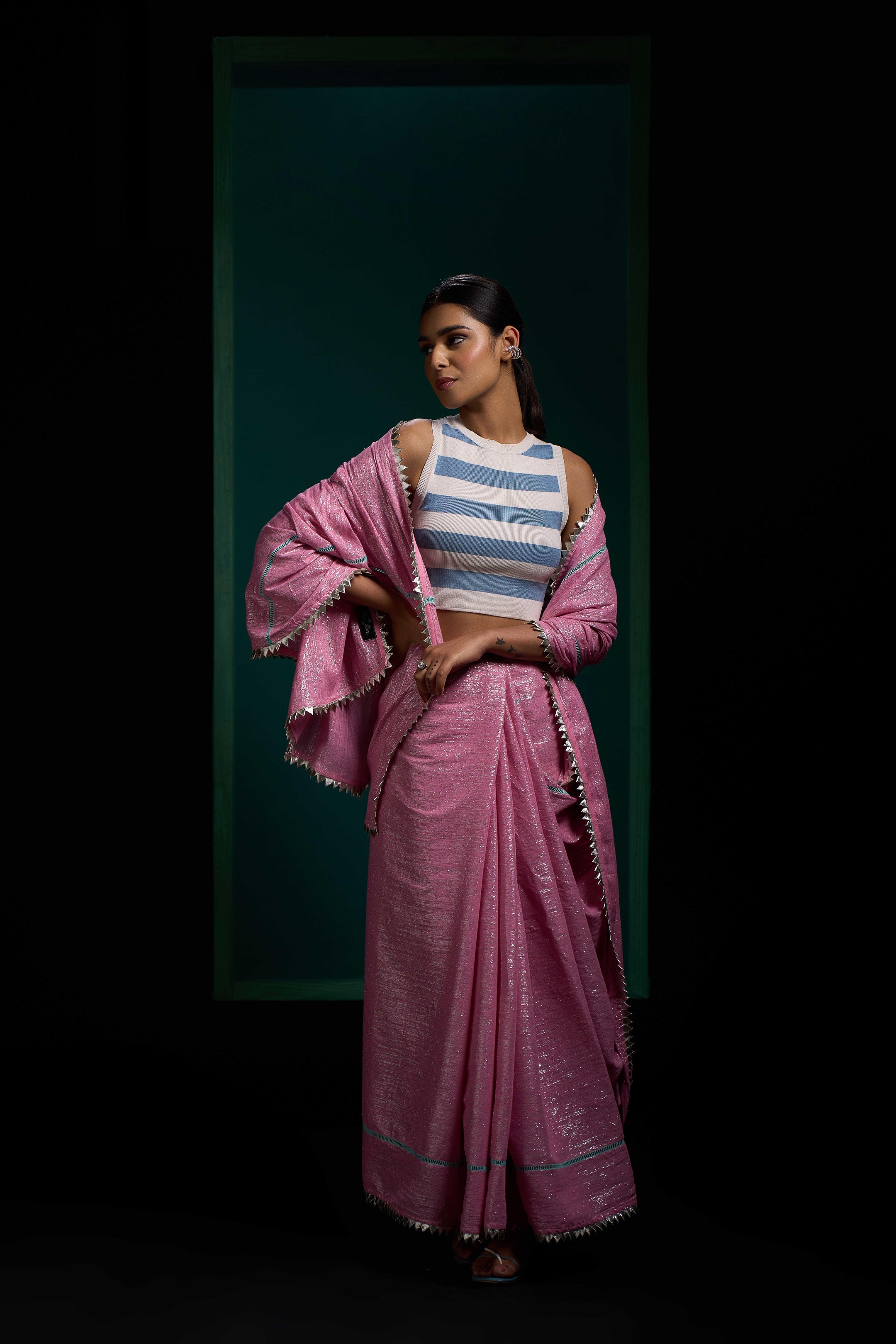BABY PINK SHIMMER SAREE